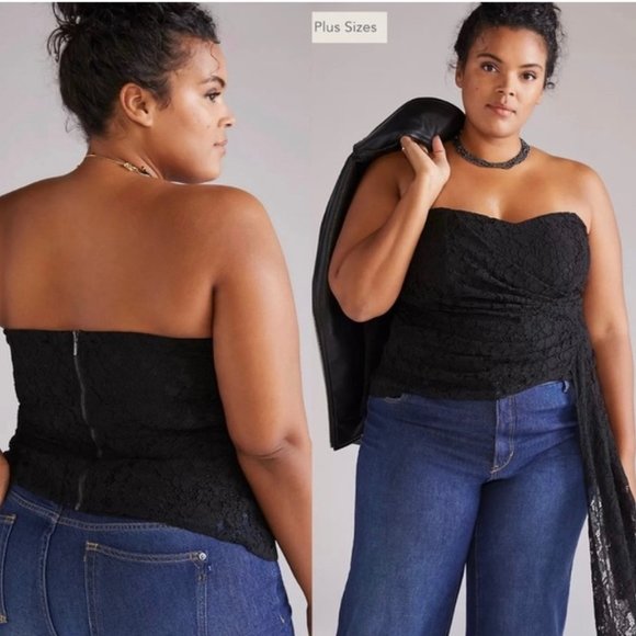 Anthropologie X Mare Mare Black Corseted Lace Strapless Tube Top Anthro - Picture 2 of 7